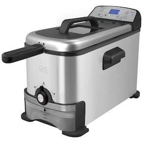 Fritadeira Elétrica 3 Litros com Tela Digital e Filtro de Óleo, Aço Inoxidável, 110V 1700W, Kalorik, Prata