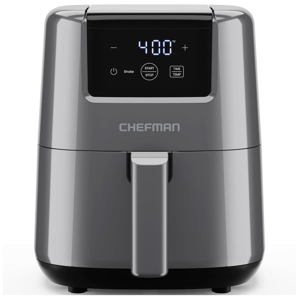 Mini Air Fryer 1,8L com Temporizador Digital, Lembrete de Agitação, Cesto Antiaderente e Lavável na Máquina de Lavar Louças, 110V 900W, Chefman, Cinza