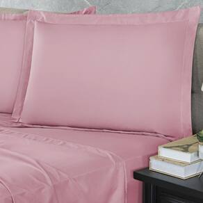 Kit Jogo Lençol Elastico 300 Fios Cama Solteiro 3 Peças Rose