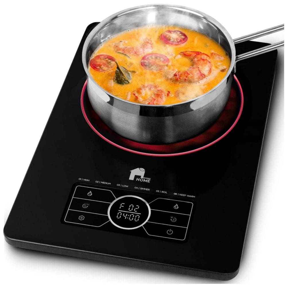Cooktop Elétrico Portátil com 1 Queimador, Painel Digital, Desligamento Automático e Temperatura Ajustável, 110V 1500W, EconoHome, Preto