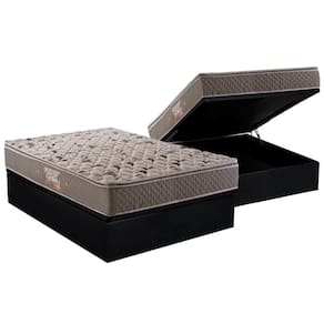 Cama Box Baú Casal: Colchão Anatômico Herval AG65 Fort Black Firme Pillow Top + Base CRC Courano Black(138x188)