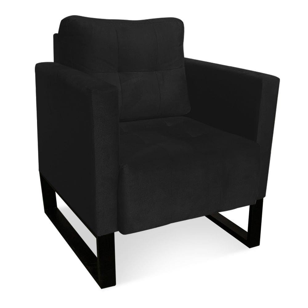 Poltrona Livia Suede Preto Base Industrial Preto - D`Rossi