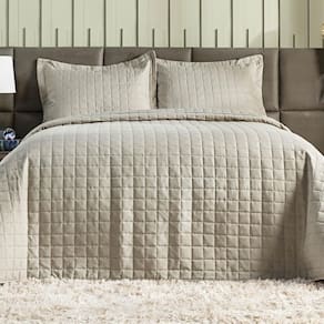 Cobre Leito Casal Queen Size 3 Peças Matelado 300 Fios Bege