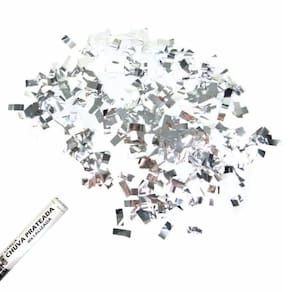 Kit 4 Lança Confete Prateado Metalizado 30cm
