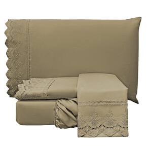 Jogo Cama Lençol Casal Supremo Micropercal 300 Fios - Cáqui