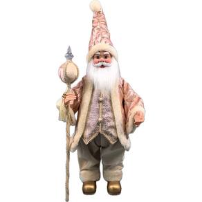 Papai Noel Grande Rosa/Gold Decoração Natal 70Cm