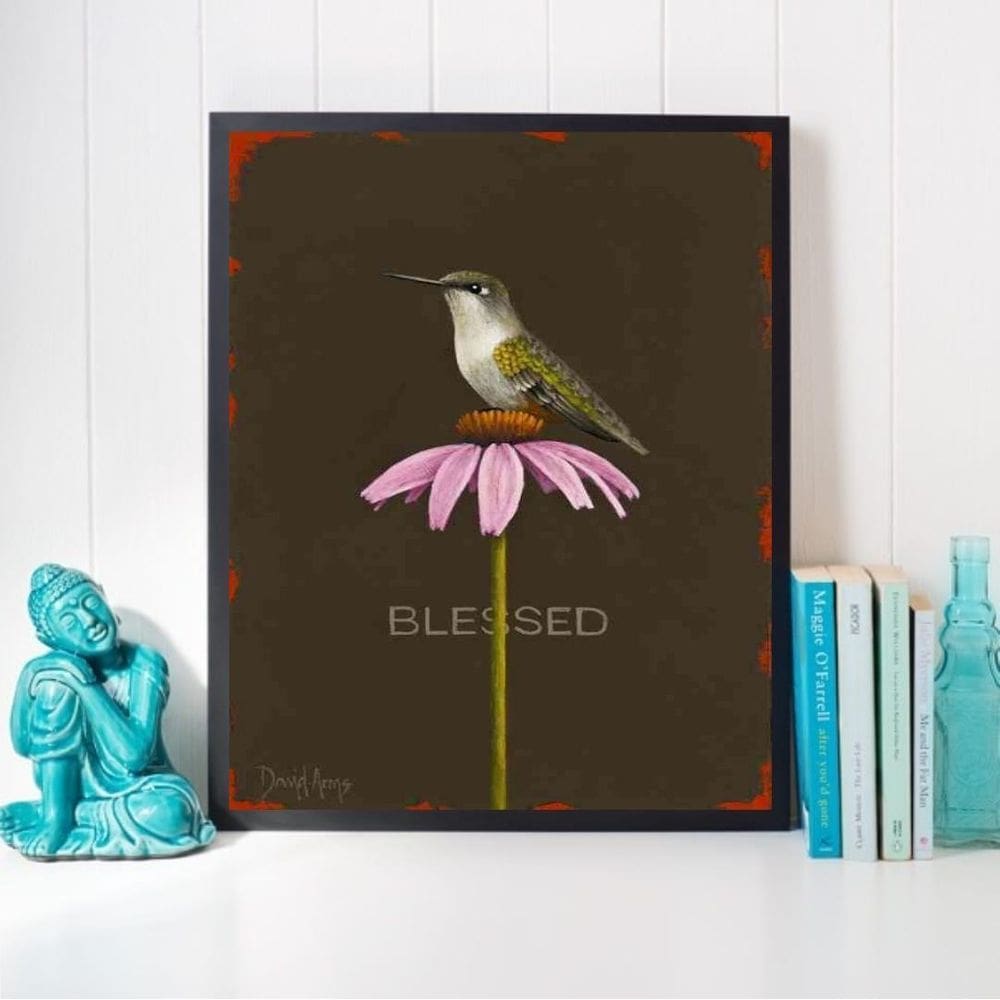Quadro Passarinho - Blessed 33X24Cm - Com Vidro