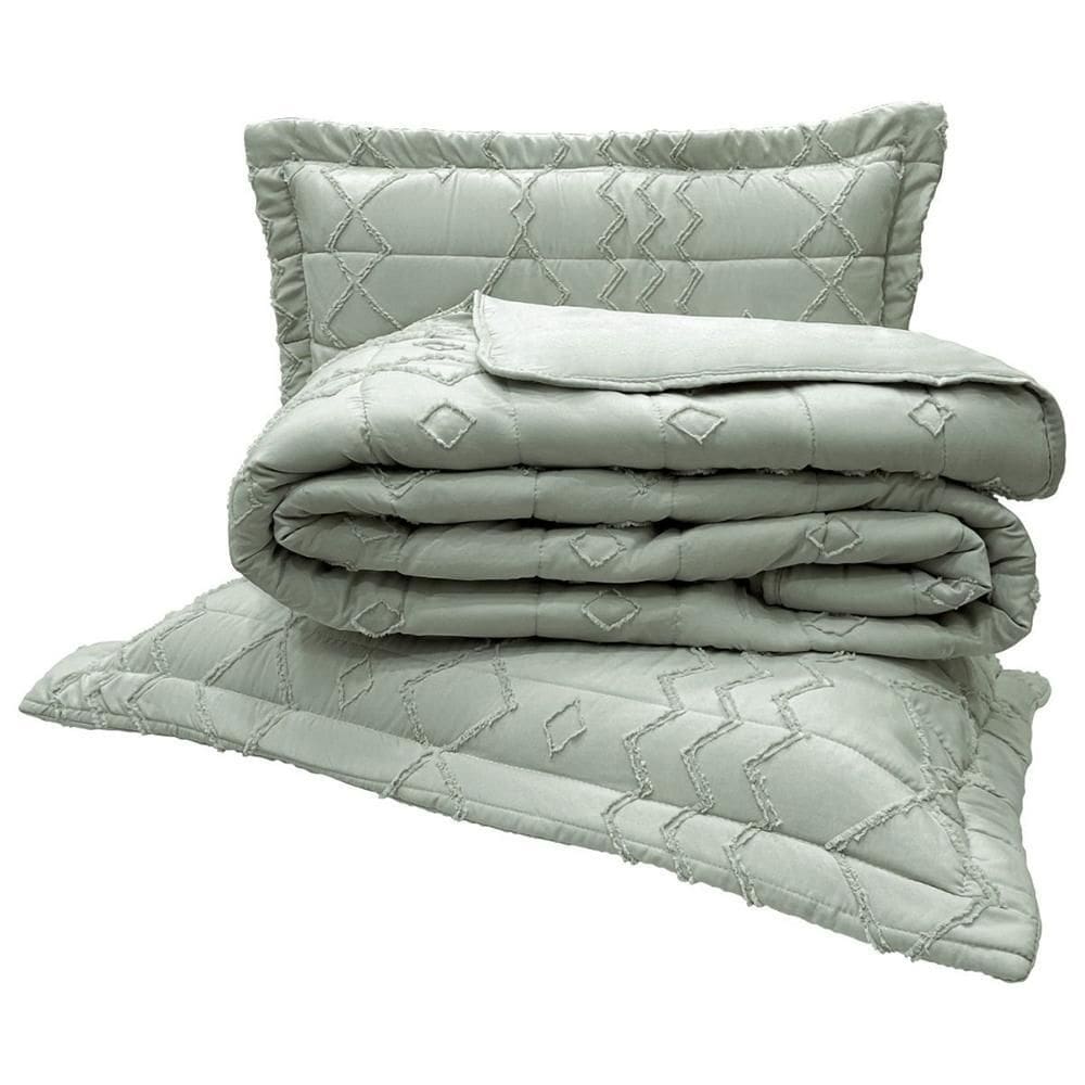 Kit Cobre Leito Colcha Stylo Casal Dupla Face 3 Peças Cinza