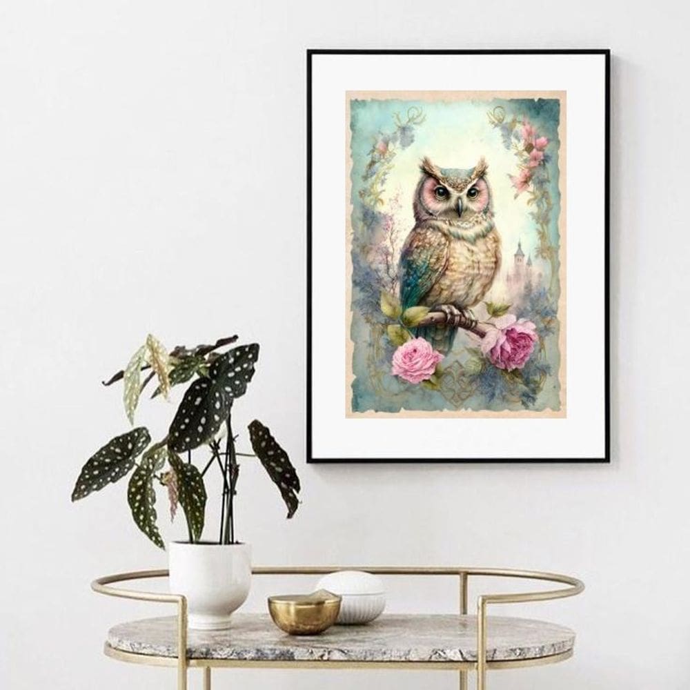 Quadro Vintage Coruja - 60X48Cm