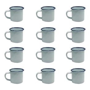 Caneca Esmaltada Retro 150Ml Vintage Jogo 24 Pcs - Branca