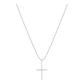 Colar Veneziana Com Cruz Palito 45Cm Prata 925