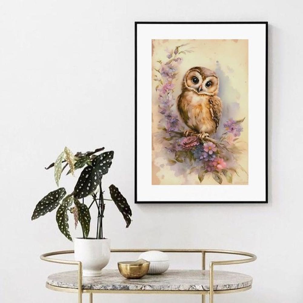 Quadro Coruja Vintage - 60X48Cm