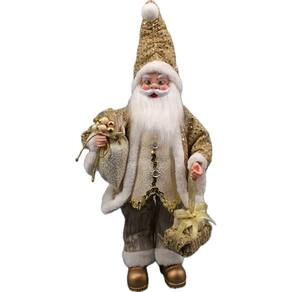 Papai Noel Pequeno Gold De Tecido Decoração Natal 50Cm