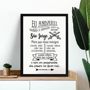 Quadro Decorativo Oração Para São Jorge 33X24Cm - Com Vidro