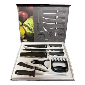 Kit Facas De Churrasco Inox Corte Navalha - Preto