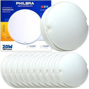 Kit 10 Arandela Tartaruga Sobrepor Led 20W Ip65 3000K