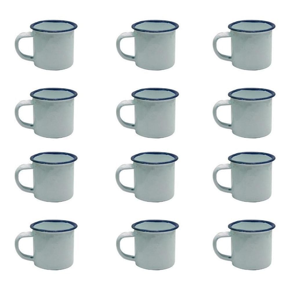 Caneca Esmaltada Retro 80Ml Vintage Jogo 24 Pcs - Branca