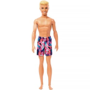 Boneco Barbie Fashion Praia Ken Bermuda Rosa E Azul Hxx52