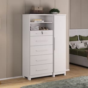 Cômoda Sapateira Imperial Mdp 1 Porta 5 Gavetas Branco