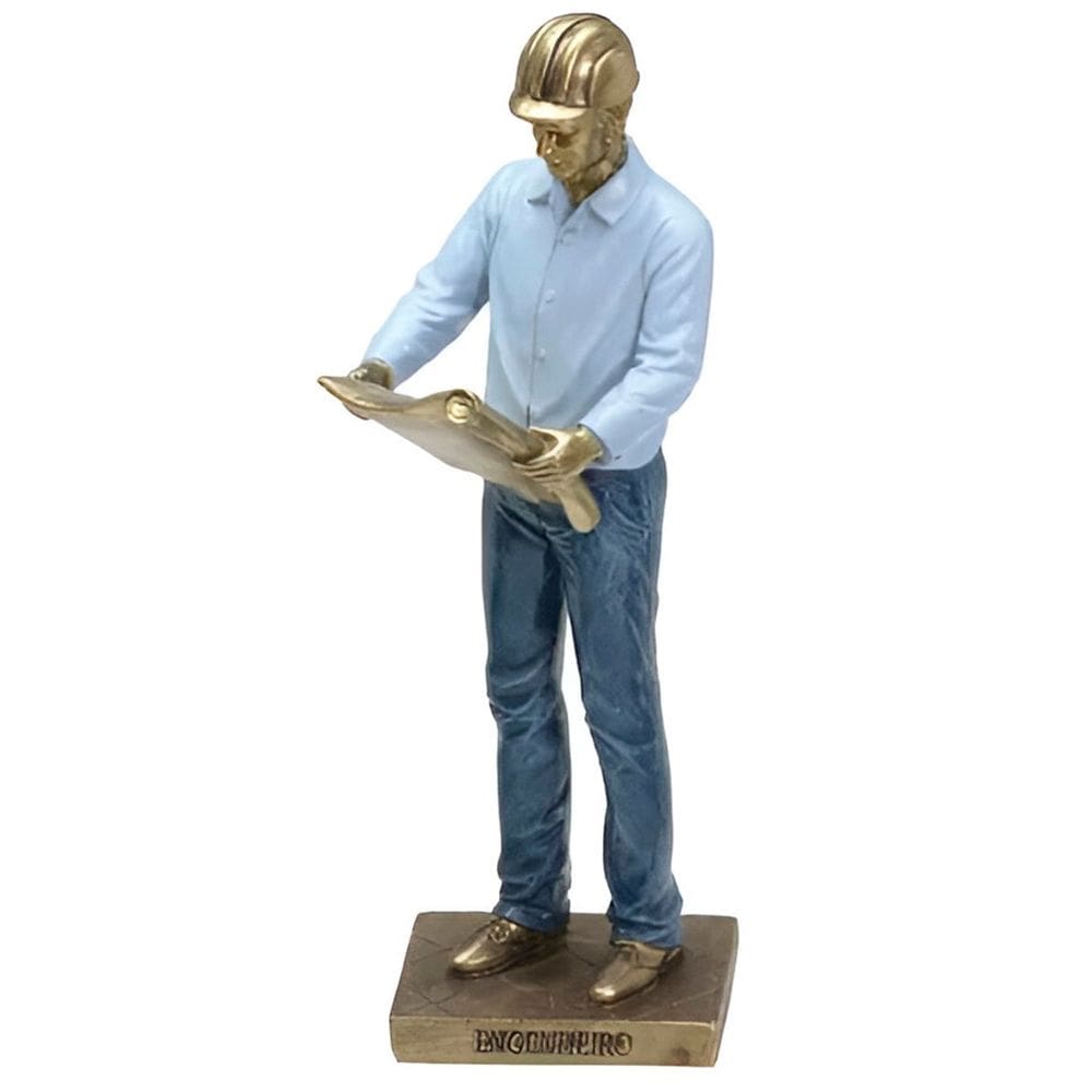 Estatueta Profissão Engenheiro Escultura Resina Enfeite 25cm