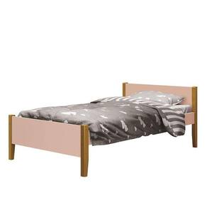 Cama Solteiro Simba Rosa Fosco Com Pés Amadeirado - Reller Móveis Rosa Fosco