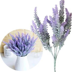 10 Ramos Plantas Lavanda Artificiais Roxo Com 35 Folhas 40cm