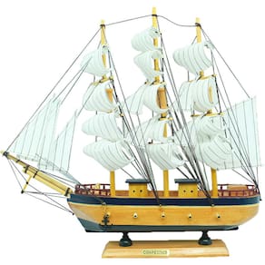 Miniatura Barco Caravela Madeira Enfeite Decorativo 39 cm