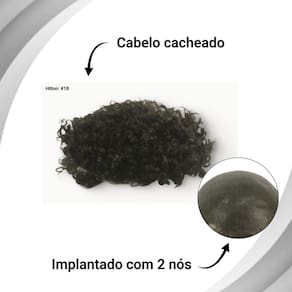 Protese Capilar masculina micropele cacheada Hilton 15cl 15x20