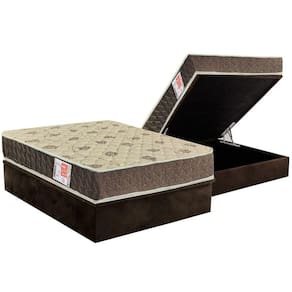 Cama Box Baú Casal: Colchão Espuma Orthoflex D33 Comfortpedic Line + Base CRC Suede Brown(138x188)