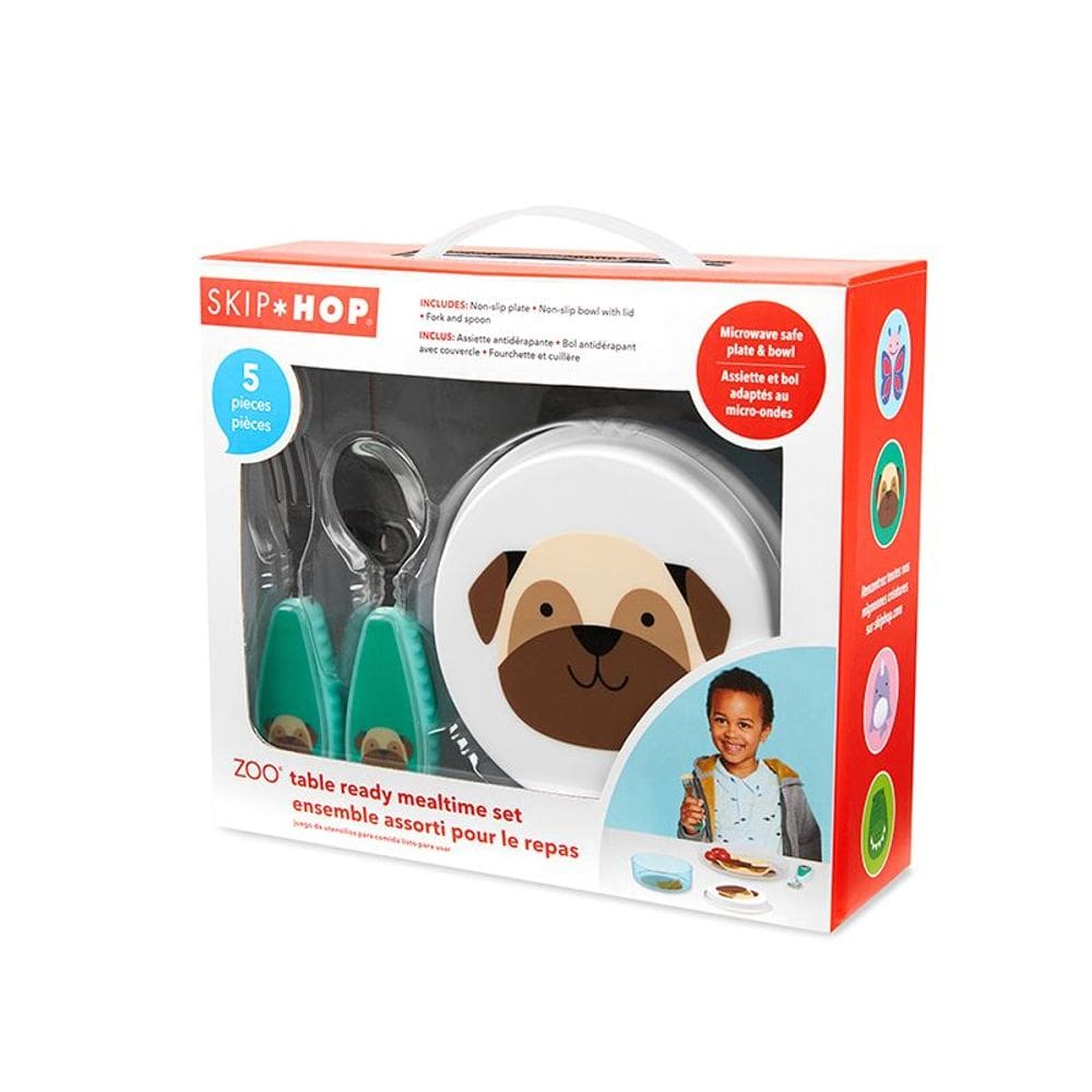 Kit de Alimentação Cachorro Pug do Skip Hop - Prato, Bowl e Talher de Alta qualidade Pratico e Divertido