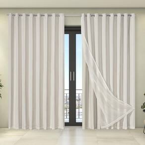 Cortina Tecido Forro Blecaute Voil Liso 2,70M X 2,30M Bege