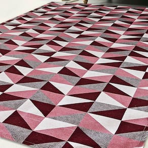 Tapete Jacquard Geométrico 1,35M X 2,00M Latéx Vermelho