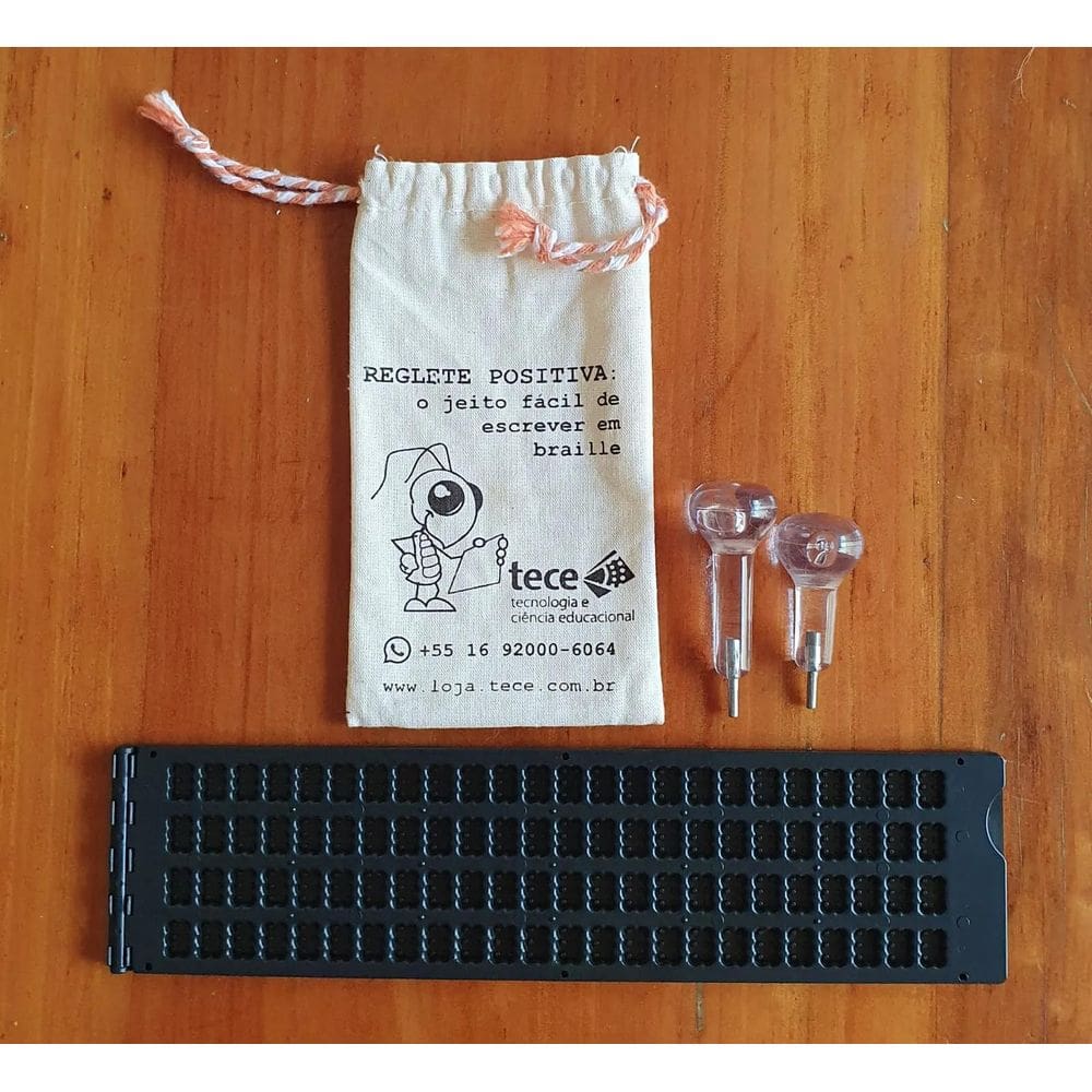 Reglete Positiva De Bolso Preto Kit 2 Punções Maior E Menor