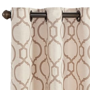 Cortina Rústica Estampada 2,70M X 2,30M Moderna Sala Bege
