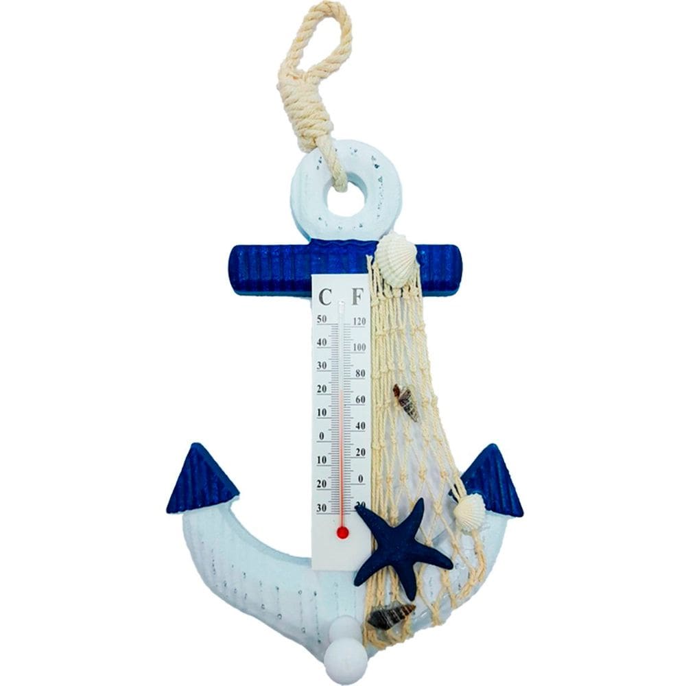 Enfeite Decorativo Ancora Termômetro Marítimo Náutico 24 cm