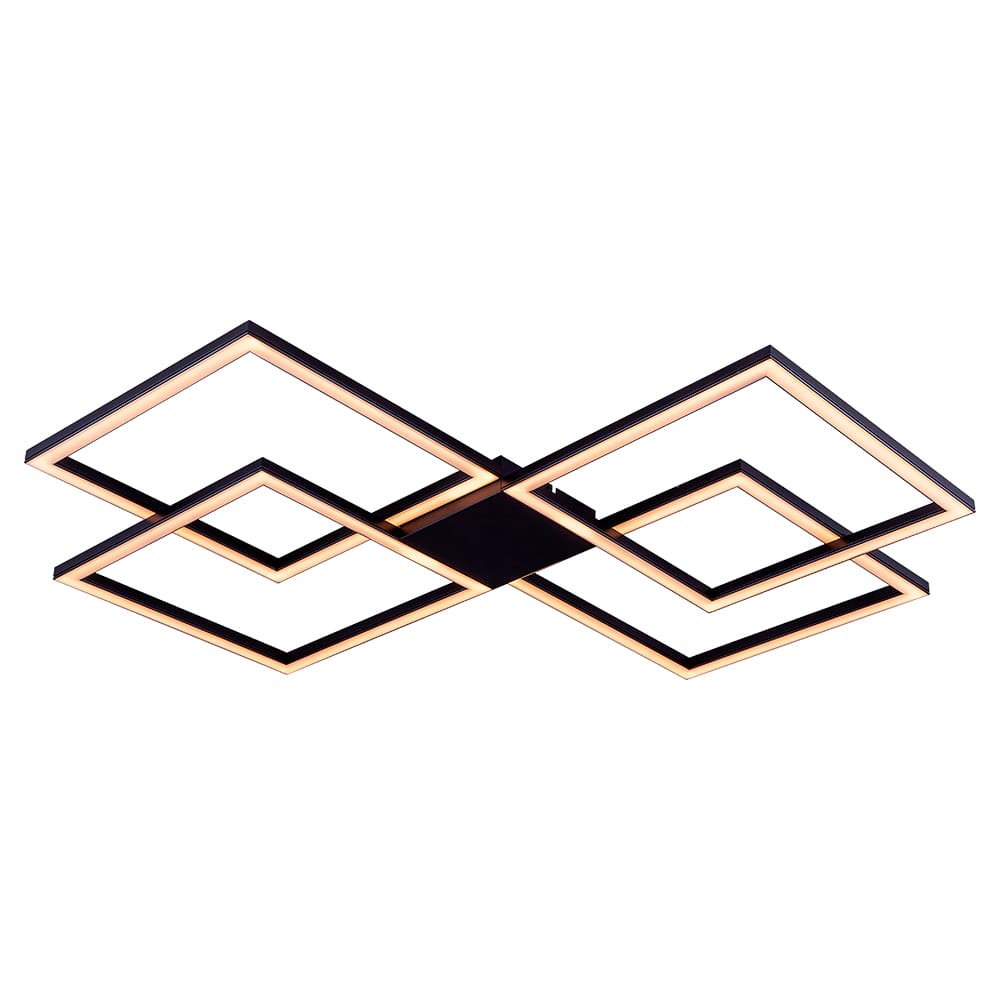 Plafon Arandela 4 Alumínio Luz Pra Baixo 96W Quadrado 73X73cm Bivolt