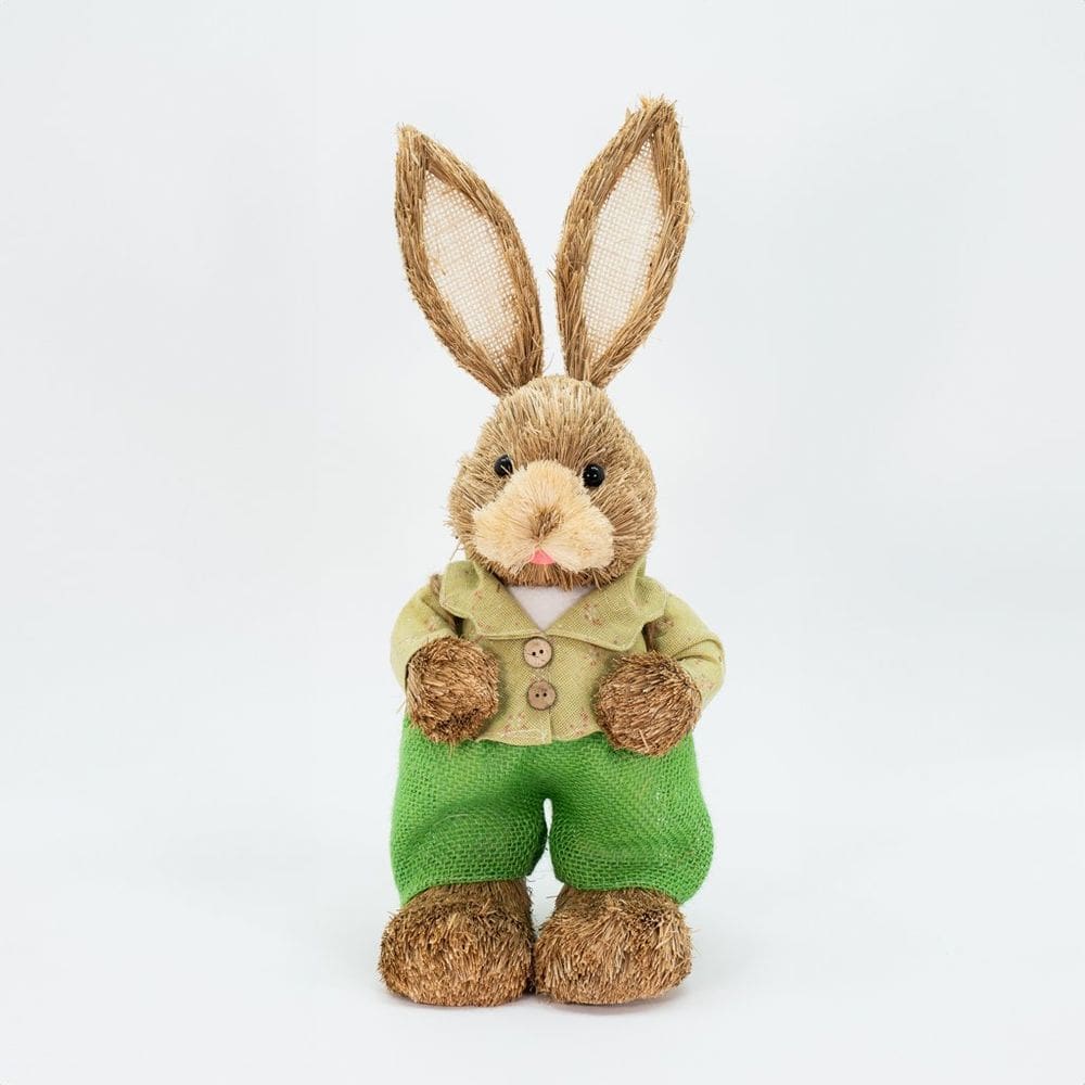 Coelho De Páscoa Enfeite Palha Coelhinho com Mochila e Cenoura 46cm