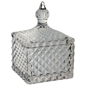 POTICHE DECORATIVO BOMBONIERE QUADRADO HOME&CO COM TAMPA VIDRO 11x8x8cm TRANSPARENTE