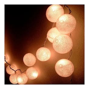 Cordão Fio de Luz Bolinhas Douradas Led 10 Bolas Luminária á Pilha 1,80m