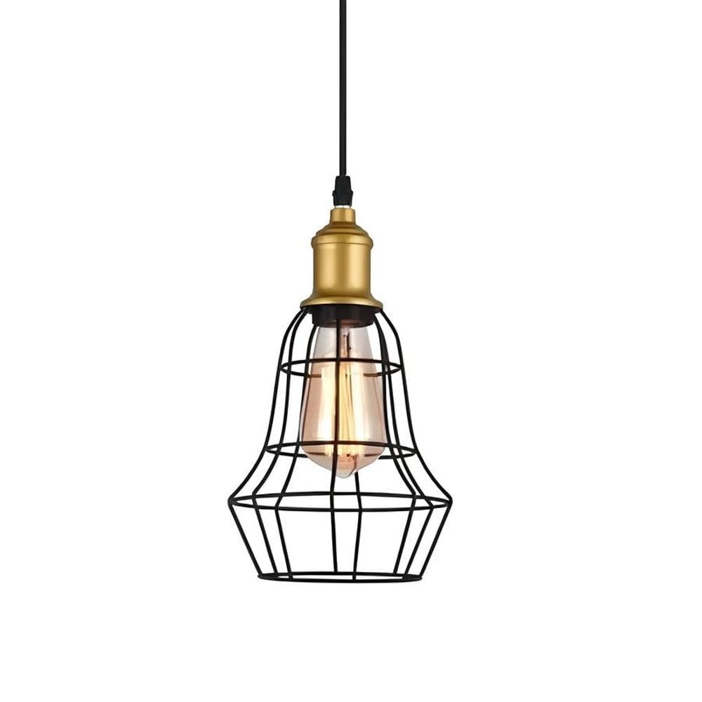 Pendente Aço 160 Taschibra 40w Vintage Preto Lustre De Teto