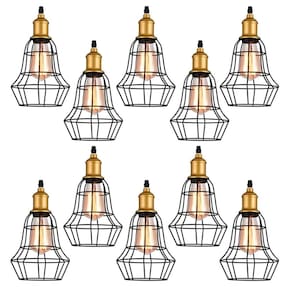 Kit 10 Pendente Aço Taschibra 40w Vintage Lustre Preto 160