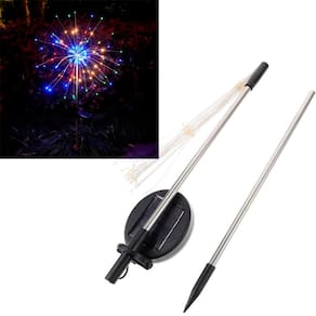 Luminária Colorido Fogos Artifício Luzes Solar Para Jardim