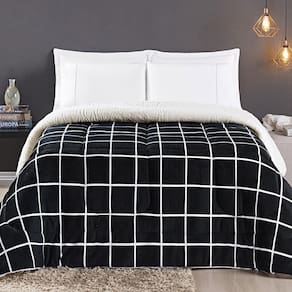 Coberdrom Austin Queen Edredom Cobertor Fleece Lã Preto