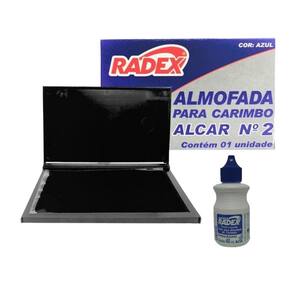 Kit 01 Almofada Carimbeira Carimbo N.2 Pequena Recarregável + Refil de Tinta 40ml RADEX (Escolha a Cor)