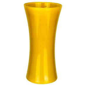 VASO DECORATIVO ENFEITE CASA REDONDO HOME&CO LEITOSO VIDRO 25x12x12cm AMARELO