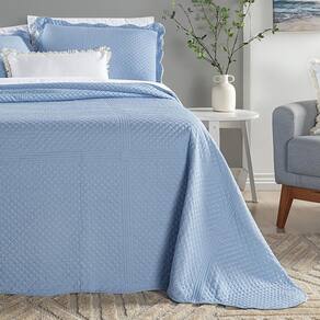 Colcha Cama King 3 Peças 200 Fios Matelada Chess Azul Astral