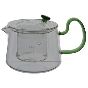 CHALEIRA COM INFUSOR HOME&CO ALÇA VERDE BOROSSILICATO 500ml 10x16x16cm TRANSPARENTE