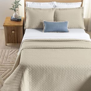 Colcha Cama Casal 3 Peças Bordado 200 Fios Verity Cáqui