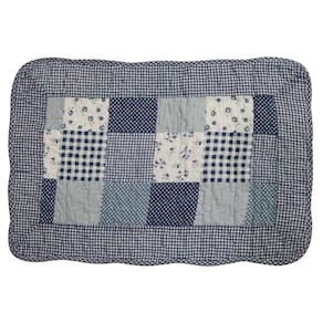 Tapete Patchwork Banheiro Cozinha Floral Azul 100% Algodão 61x42 cm