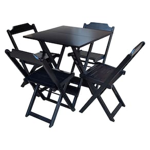 Jogo de Mesa de Madeira 70x70 C/ 04 Cadeiras Preto